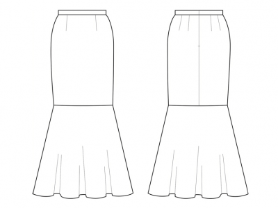 Модель № 7. Длинная юбка с широким воланом. 