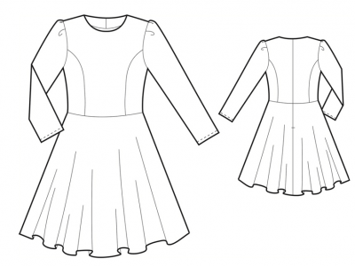 Модель № 11. Платье с юбкой-солнце и складками на рукавах.