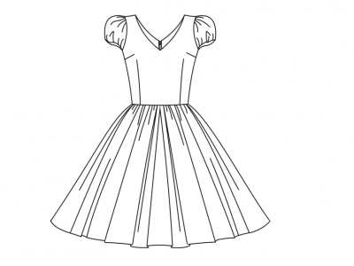 Модель № 16. Платье с рукавами «фонарик» и объемной юбкой.
