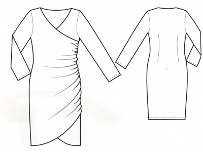 Модель № 21.  Трикотажное платье с драпировкой в левом боковом шве.